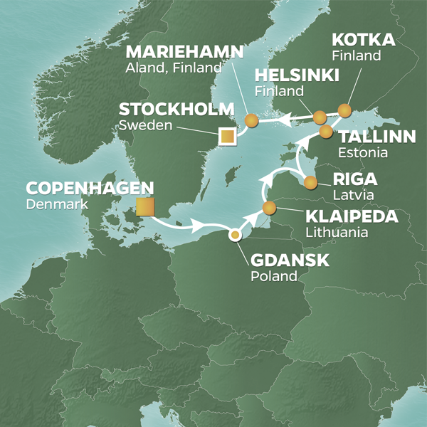 PerryGolf 2024 BALTIC SEA GOLF CRUISE Map